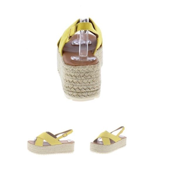 Yellow Cross Band Espadrille Platform Sandals 7.5 - Picture 3 of 3